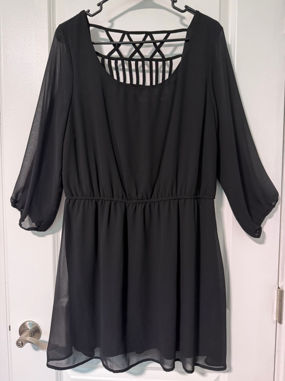 Black Chiffon Dress with Lattice Back